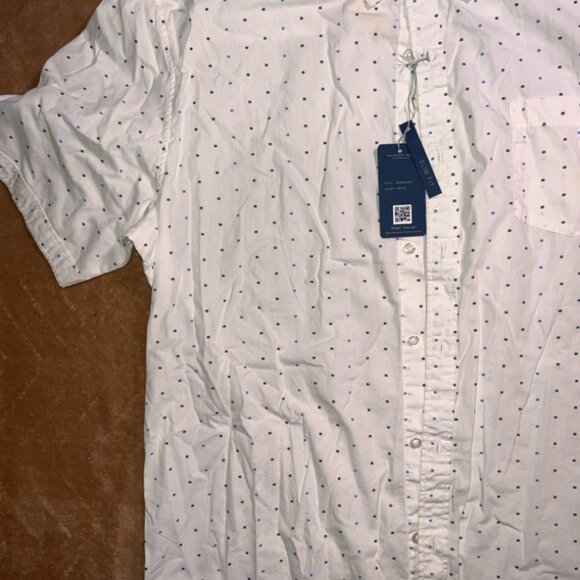 NWT Michael Brandon Men XL White Blue Short‎ Sleeve Button Up Slim Fit Shirt (M) - Picture 2 of 6